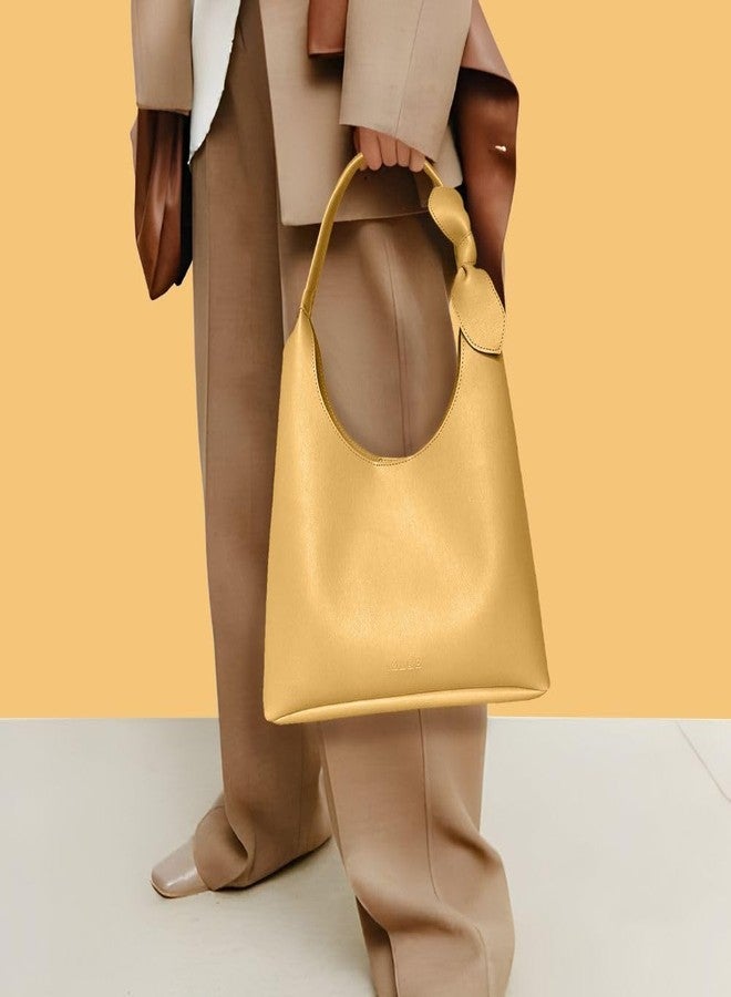 IMARS Stylish Yellow Textured Hobo Bag for Women & Girls | Premium Vegan Leather Shoulder Handbag with Logo | Trendy Purse for Daily, Office & Party Use - Image 2